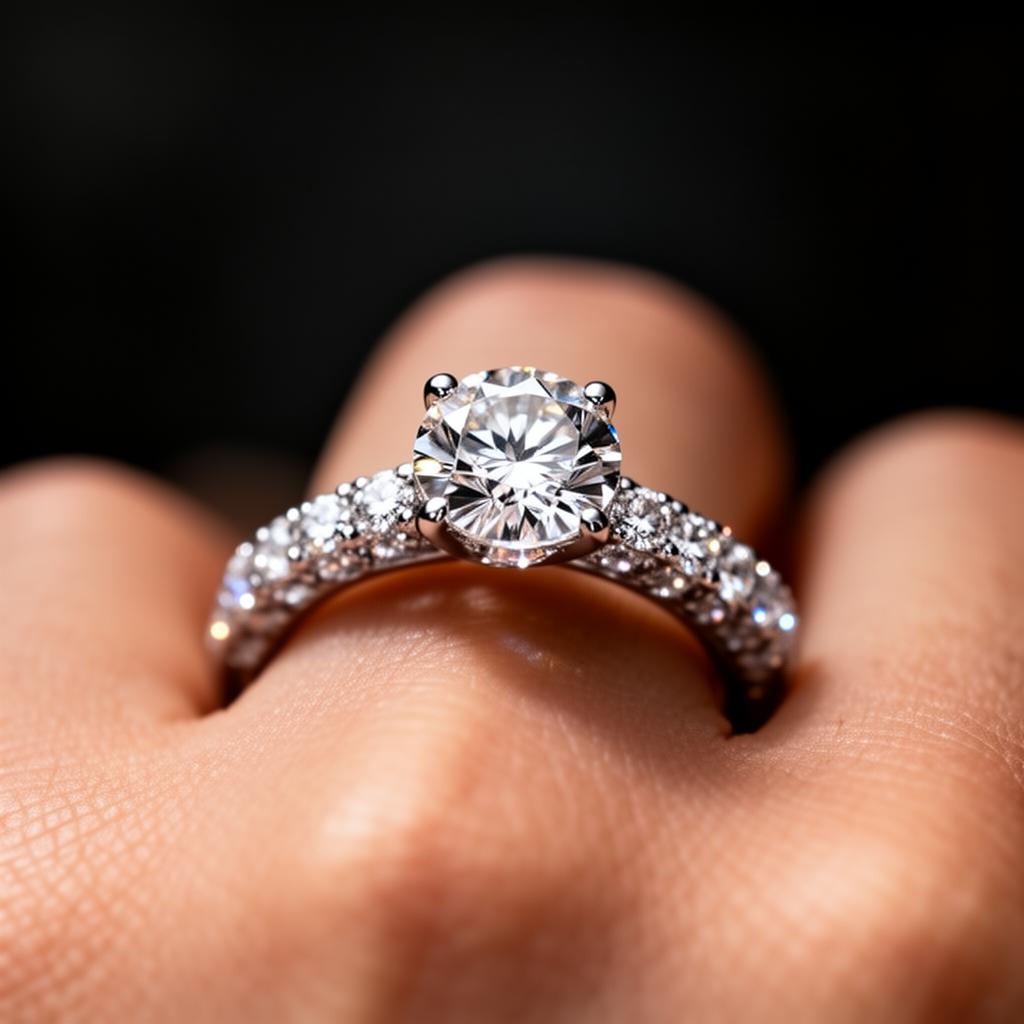 Närbild av en handgjord diamantring